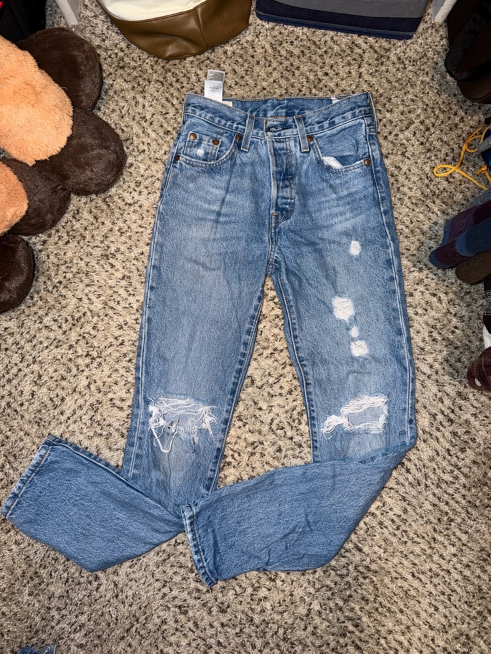 Levi’s Premium 501 Original Fit Distressed Jeans - W23 L30